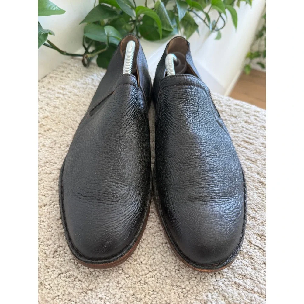 H.S. Trask BLAINE BLACK ELK Leather Slip On Loafers MEN 10.5 Vibram PEBBLED
